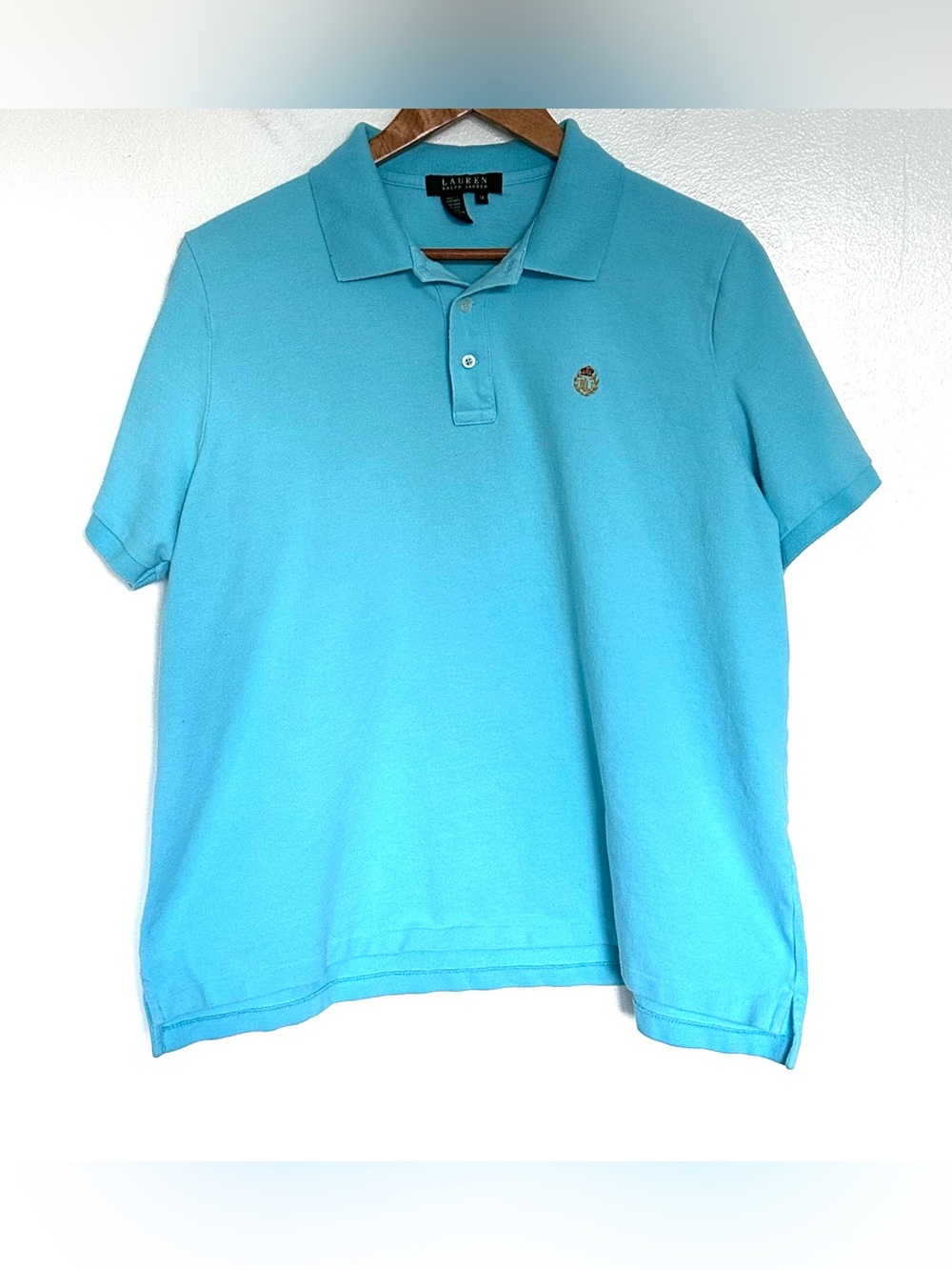 Lauren Ralph Lauren Plus Polo Shirt Women’s 1X Blue Cotton Short Sleeve Top